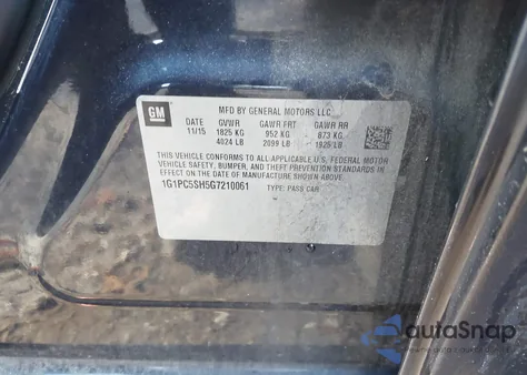 2016 Chevrolet Cruze Limited Ls Auto из США, поврежденный, VIN 1G1PC5SH5G7210061